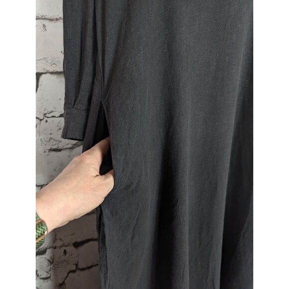 URBAN RESEARCH Lagenlook Minimalist A-Line Linen Maxi Dress Pockets Free Size - Picture 3 of 7